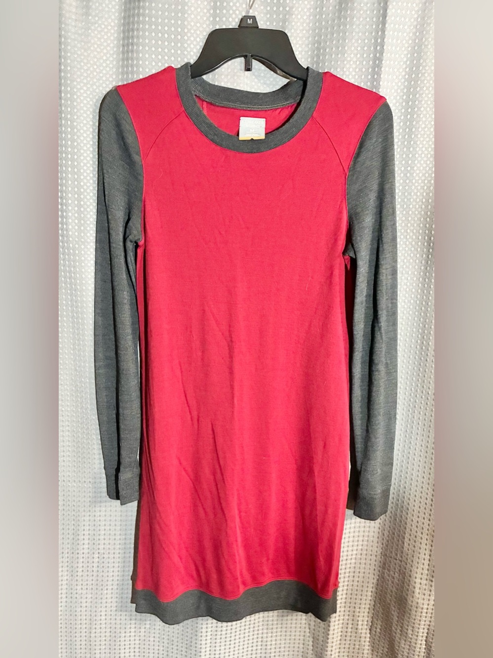 Icebreaker Merino 100% Wool Long Line Sweater Dress - Red & Brown Organic